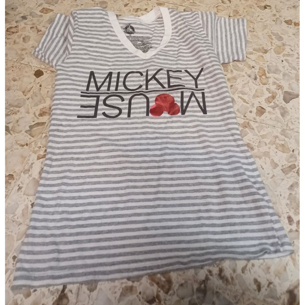 Disney Women's Mickey Mouse Shirt XS White Gray with Graphic